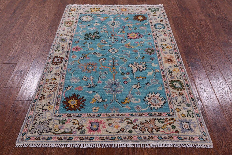 Turkish Oushak Hand-Knotted Wool Rug 4' 1" X 6' 1" - Q15890