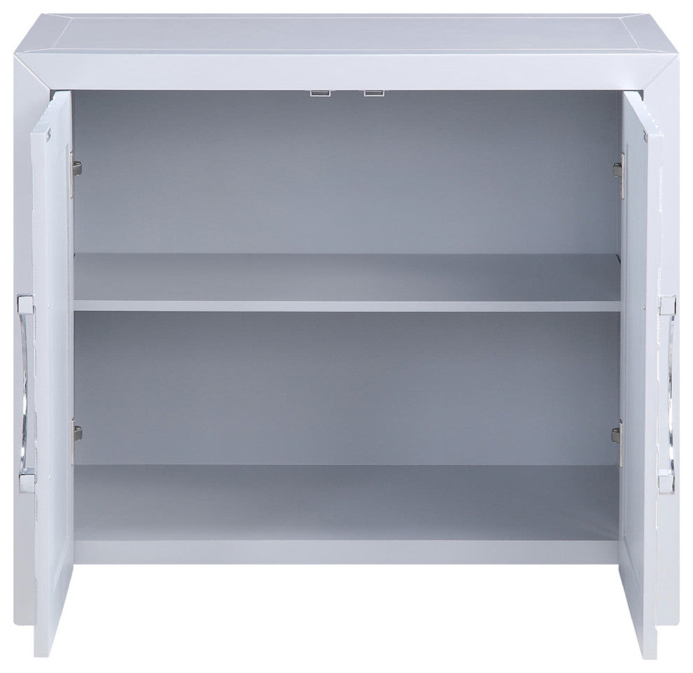 Wood Console Table With 2 Doors, Platinum Finish