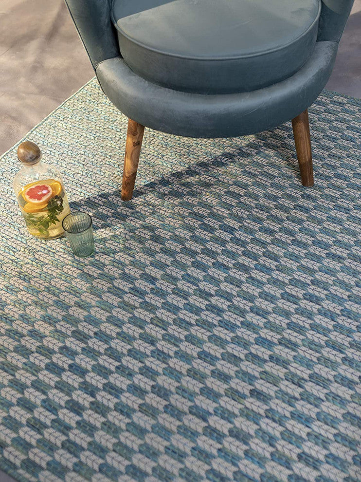 Outdoor Collection Geometric Rug - Bohemian Rug, Ocean, 7'10"x10'
