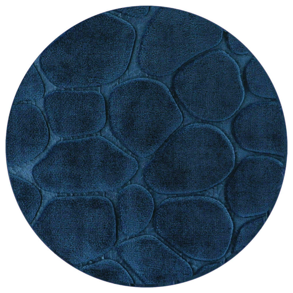 Bath Rug Memory Foam Mat 3D Pebble, Navy Blue, Contour Rug 20"x20"