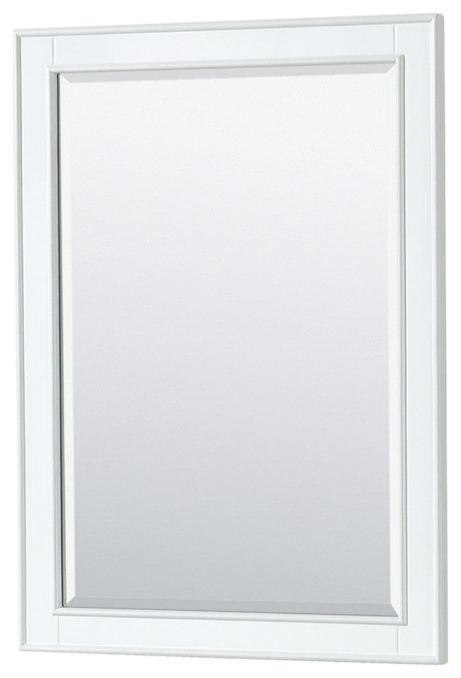 30" Single Bath Vanity, White, Carrara Countertop, Sink, Gold Trim, 24" Mirror