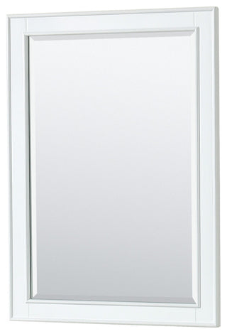 30" Single Bath Vanity, White, Carrara Countertop, Sink, Gold Trim, 24" Mirror