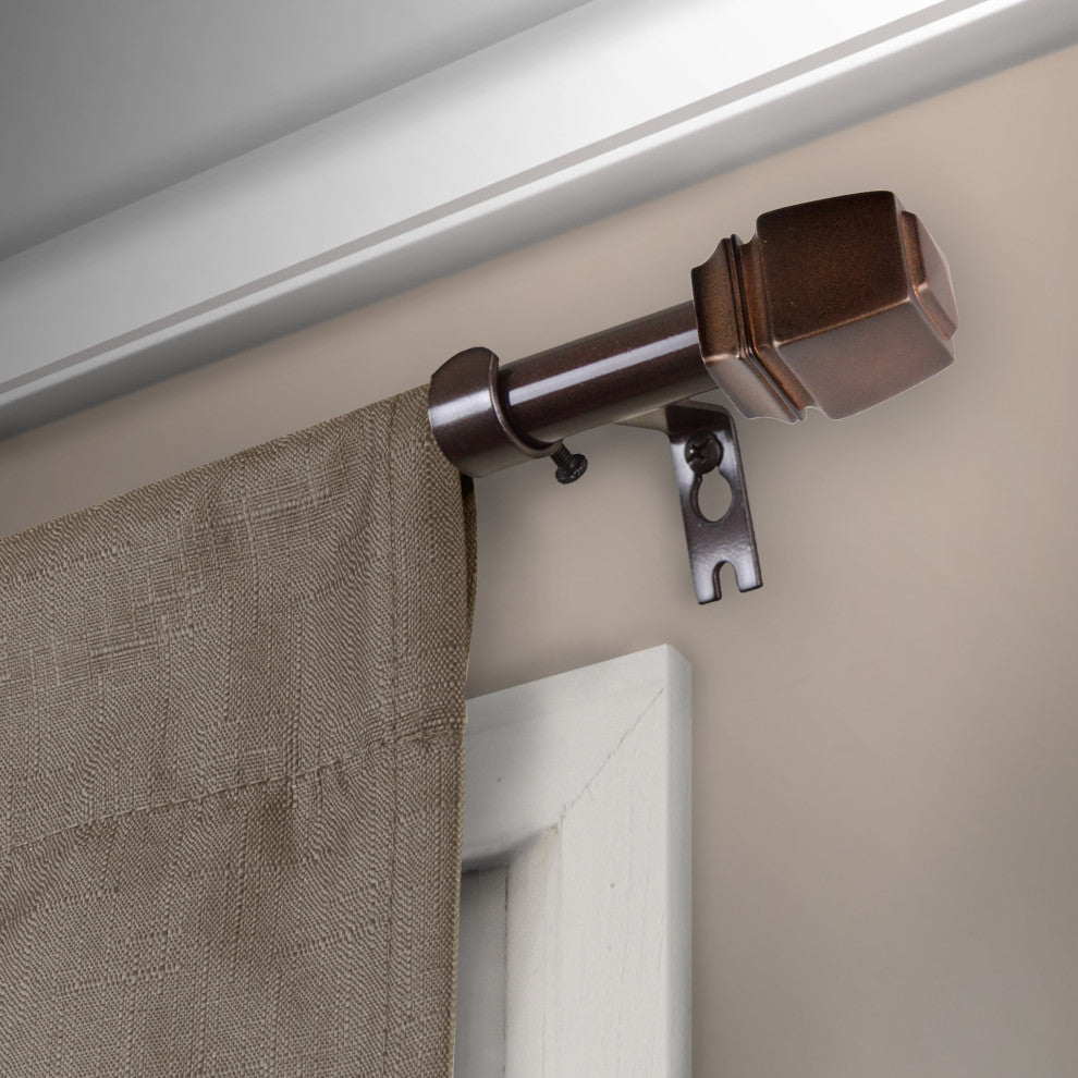 Nona 5/8" Curtain Rod, Cocoa, 18-28"
