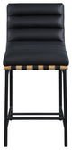 Burke Counter Stool, Black, Vegan Leather, White Oak Veneer Metal Dowel