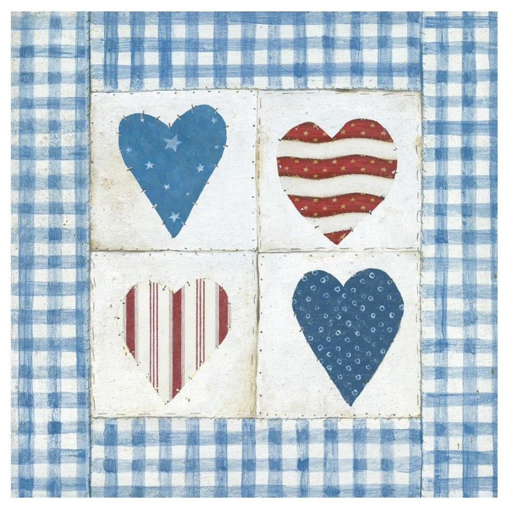 "Americana Hearts II" Digital Paper Print by David Carter Brown, 20"x20"