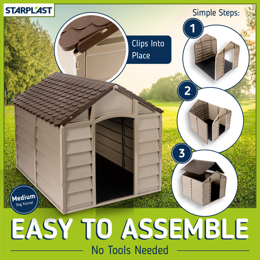 Starplast Small Dog House Kennel,  Mocha/Brown