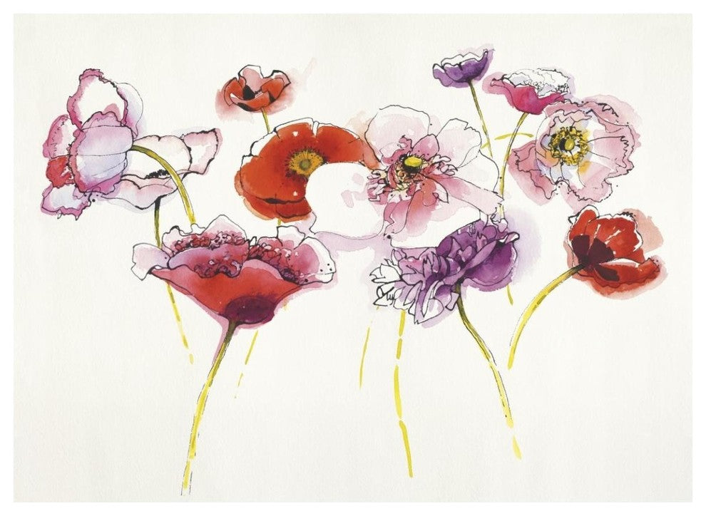 "Pink and Red Somniferums" Digital Paper Print by Shirley Novak, 50"x38"