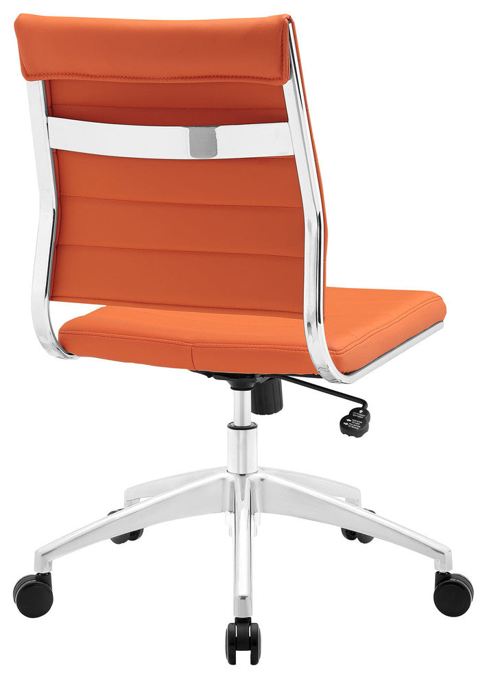 Modern Contemporary Office Chair, Orange Faux Leather