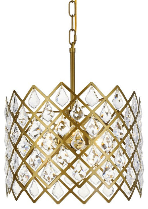 Elegant Lighting Lyla 3-Light Pendant Brass