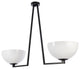 Jamie 2-Light White Glass Flush Mount, Black/White