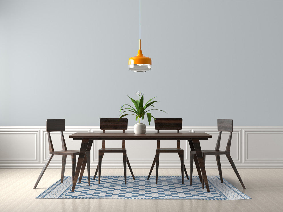 Cross and Squares Rug, Chambray, 5'x7'