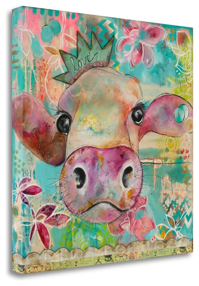 "Love Cow" By Denise Braun, Giclee Print on Gallery Wrap Canvas, Ready to Hang