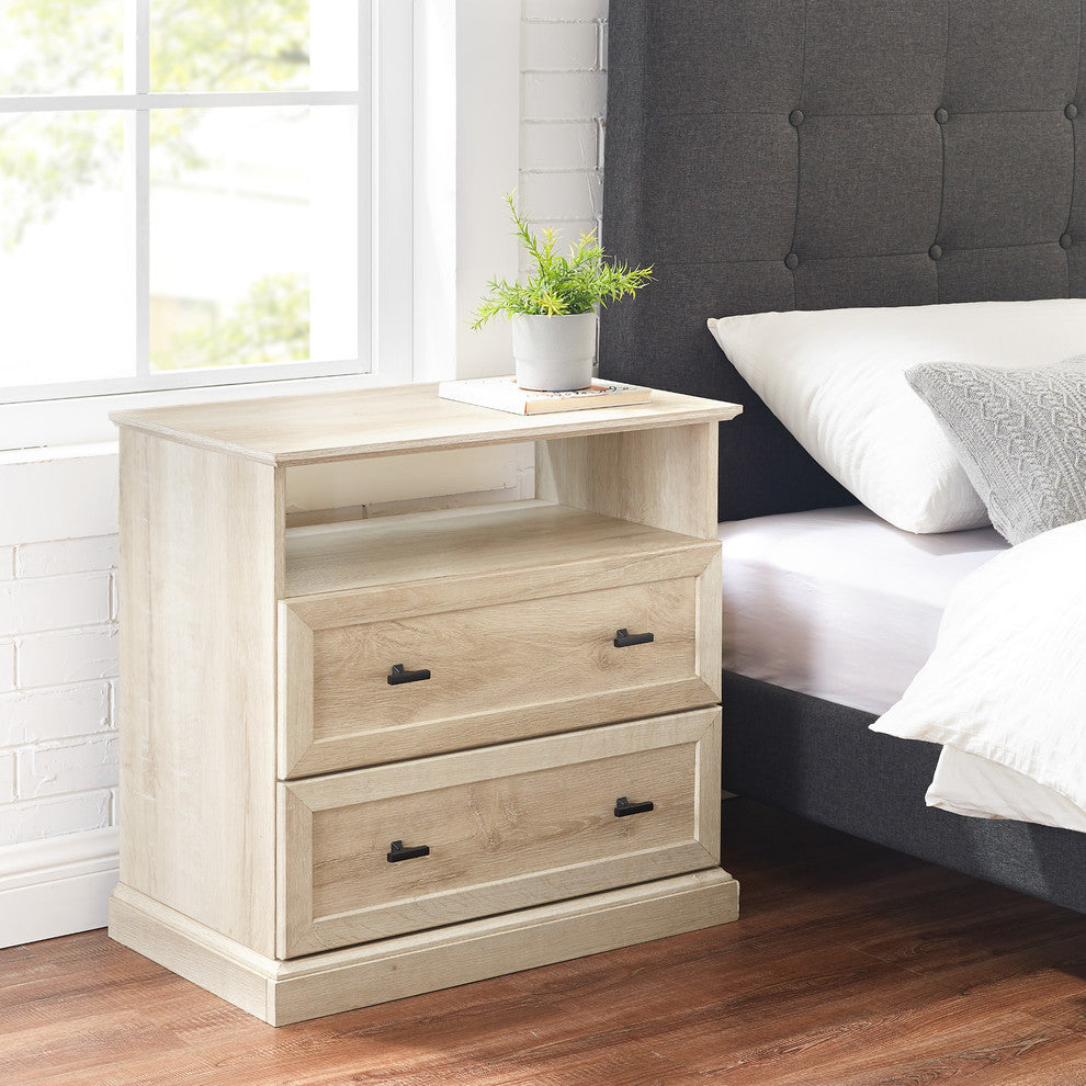 Classic 2 Drawer End Table, White Oak