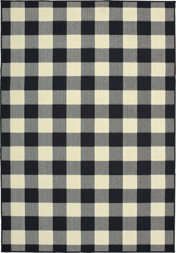 Oriental Weavers Marina Black/ Ivory Geometric Indoor/Outdoor Rug 8'6"X13'