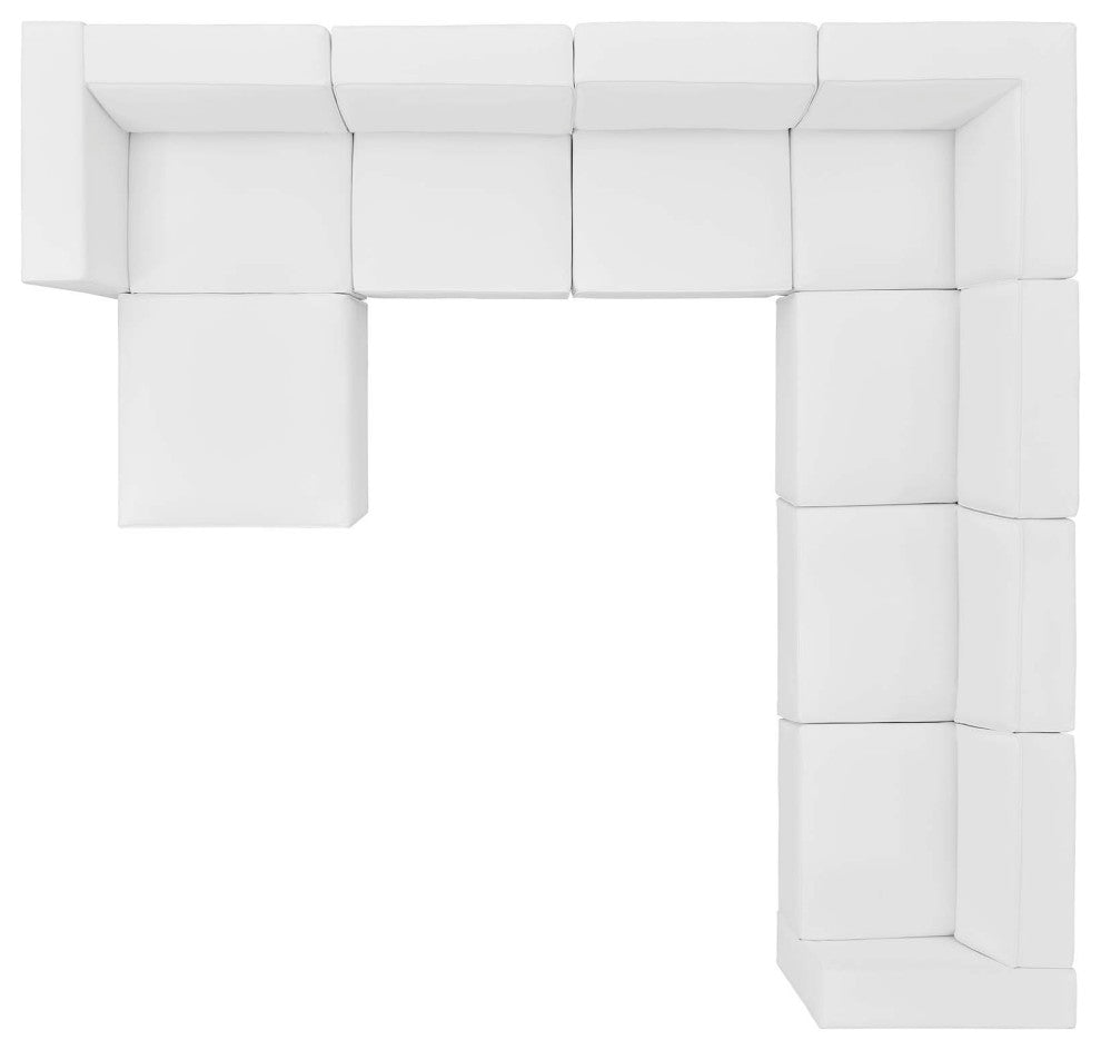 Sectional Sofa Set, Faux Vegan Leather, White, Modern, Living Lounge Hospitality
