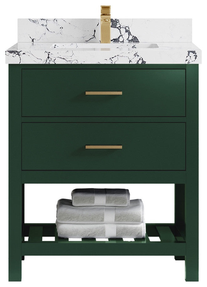 Parker 30 Single Sink Bath Vanity in Lafayette Green  2" Viola Night