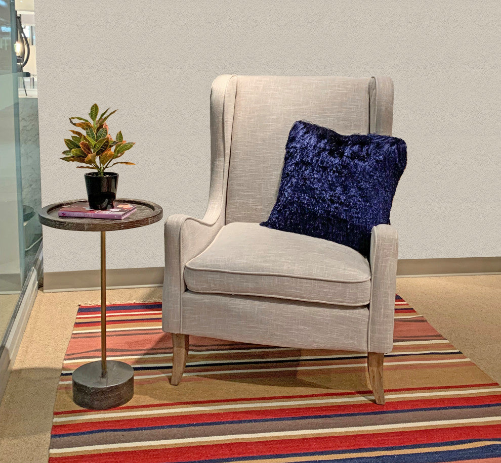 Boulter Lounge Chair with Solid Wooden Legs in Natural Linen Fabric