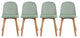 Set of 4 Plastic Chairs With Round Back Faux Leather Padded Seat Wooden Legs, Green