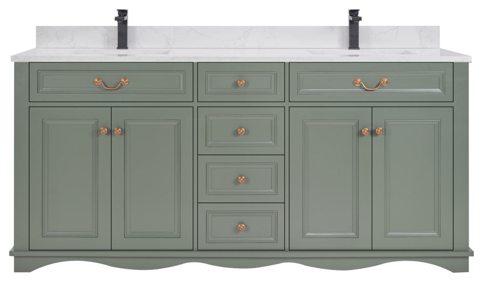 Legion Furniture WS2512 Series Bathroom Sink Vanity, Pewter Green, 72", Artificial Stone Top, Double Sink