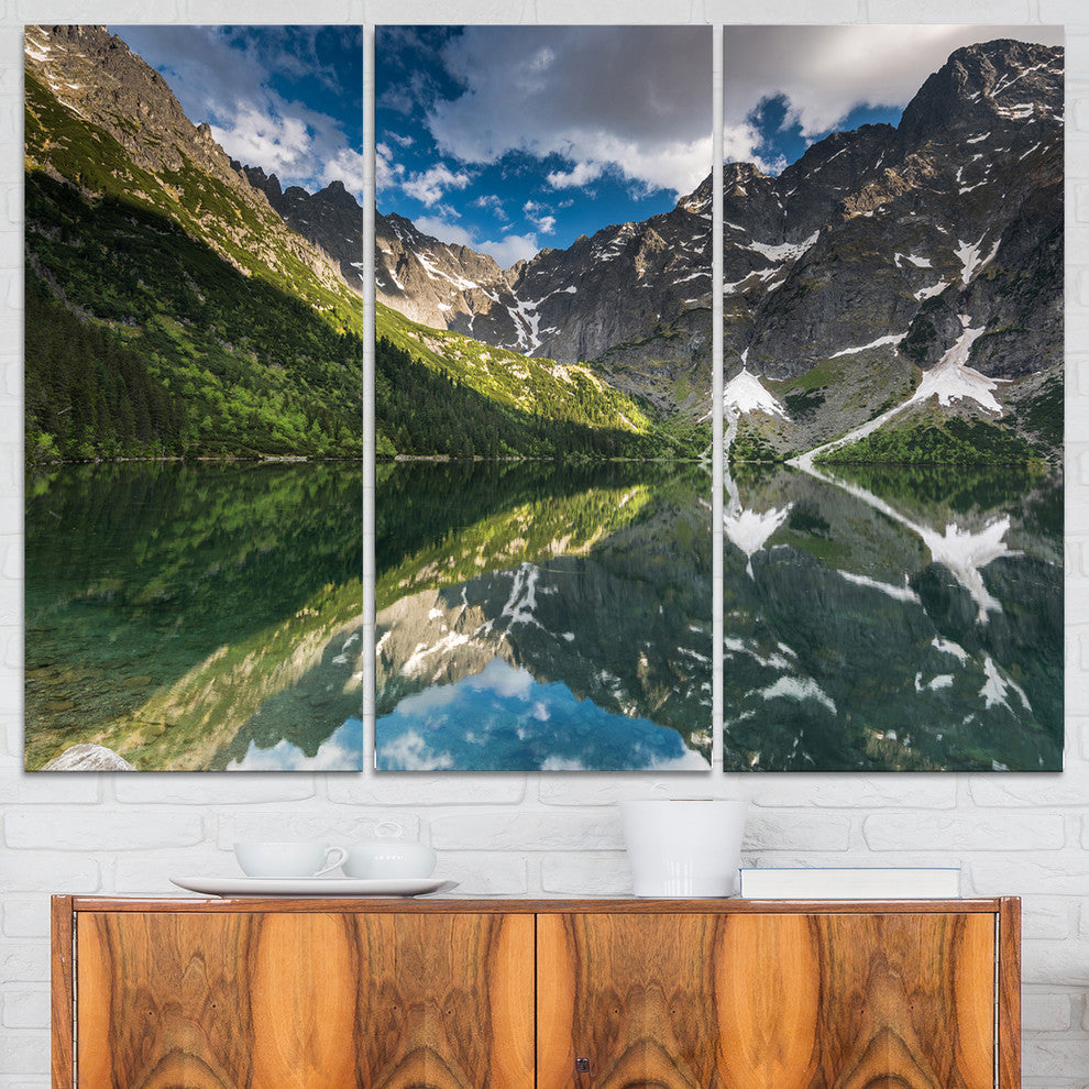 "Reflection of Mountain Peaks" Art Print Canvas, 3 Panels, 36"x28"