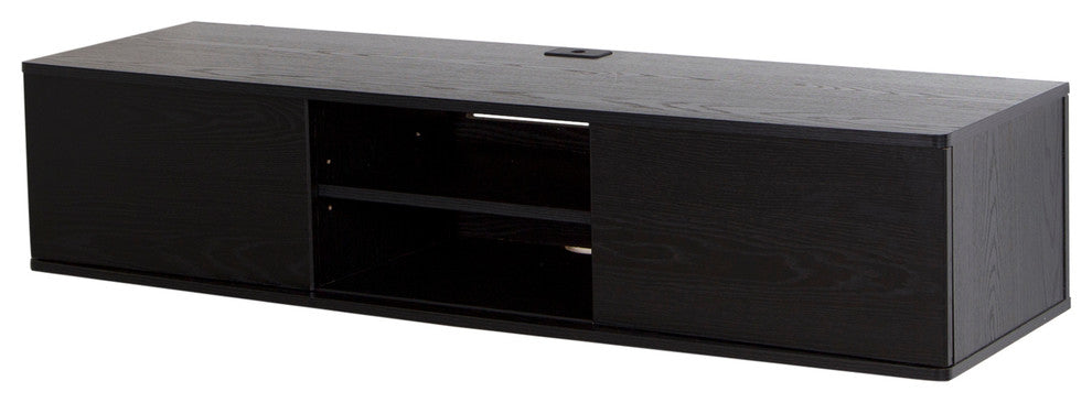 South Shore Agora 56 Wide Wall Mounted Media Console, Black Oak