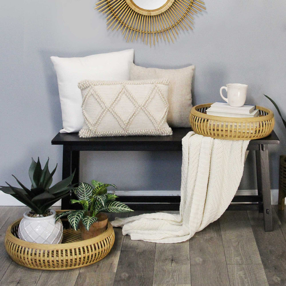 HomeRoots S/2 Handcrafted Tulum Rattan Trays