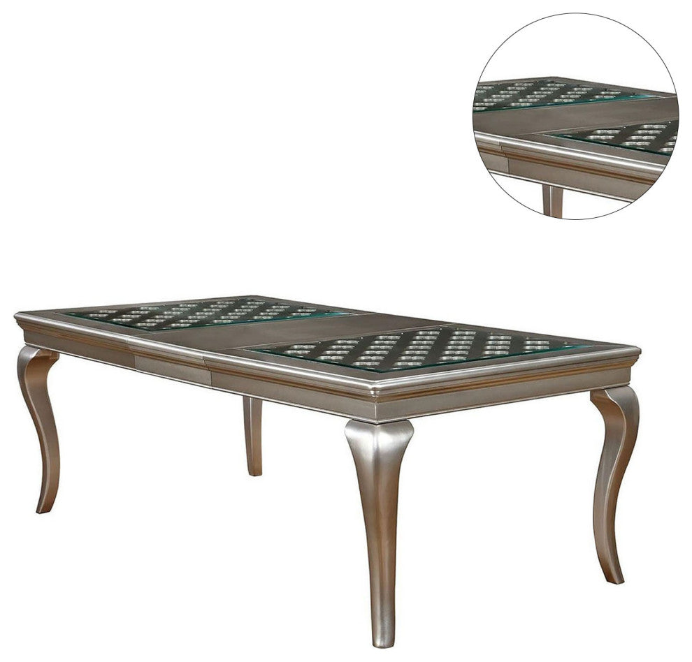 Expandable Dining Table, Champagne Finish