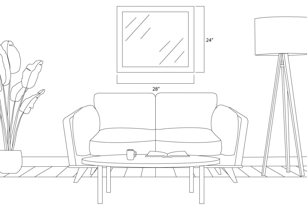 Huntington Framed Wall Mirror, Black, 28"x24"