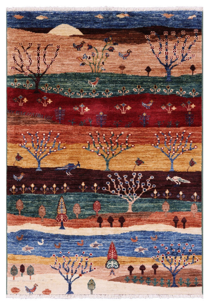 2' 9" X 4' 1" Hand-Knotted Tribal Persian Gabbeh Rug Q9986