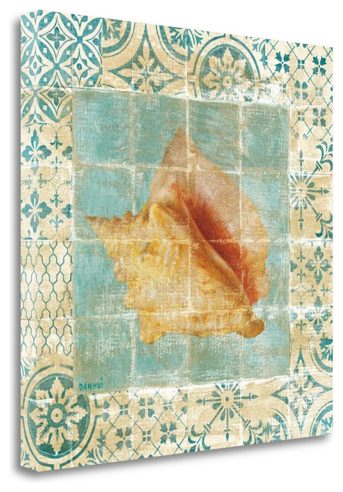 "Shell Tiles IV Blue" By Danhui Nai, Giclee Print on Gallery Wrap Canvas