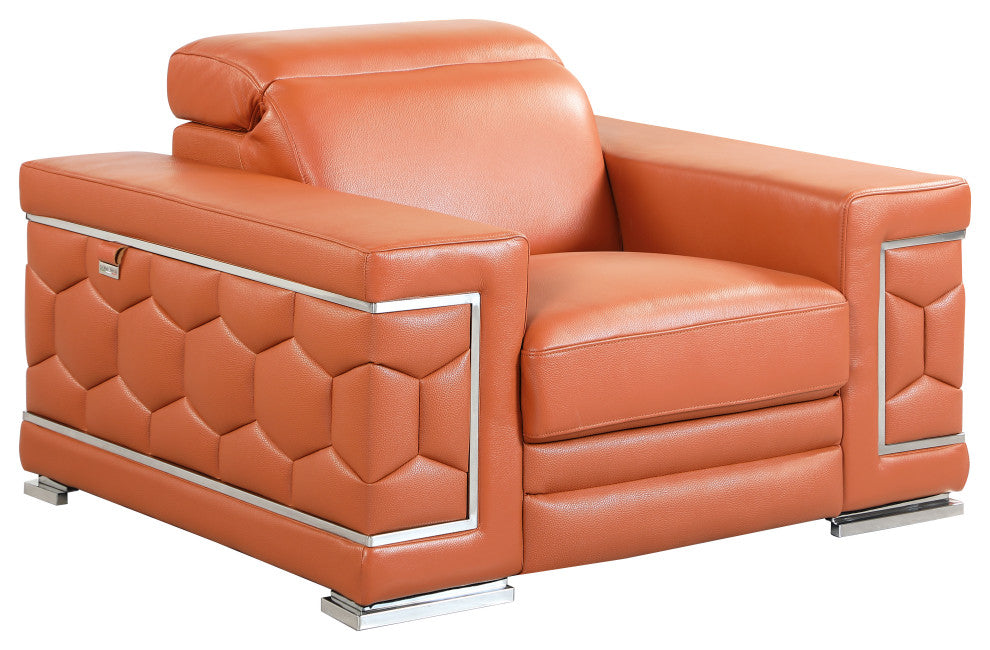 Rome Contemporary Genuine Italian Leather Armchair Camel