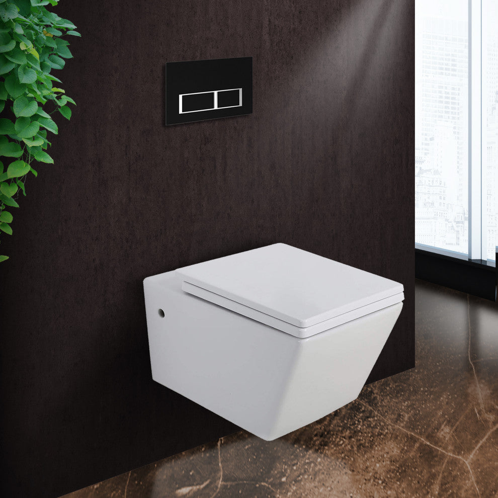 In-Wall Toilet Set, 2"x4" Carrier and Tank, Black Rectangular Actuators