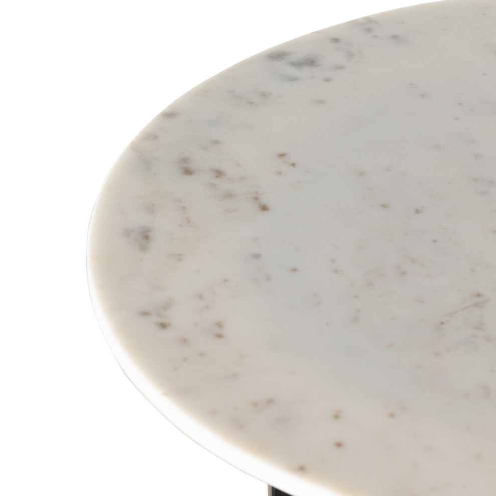 Terrell Round End Table-Plsh White
