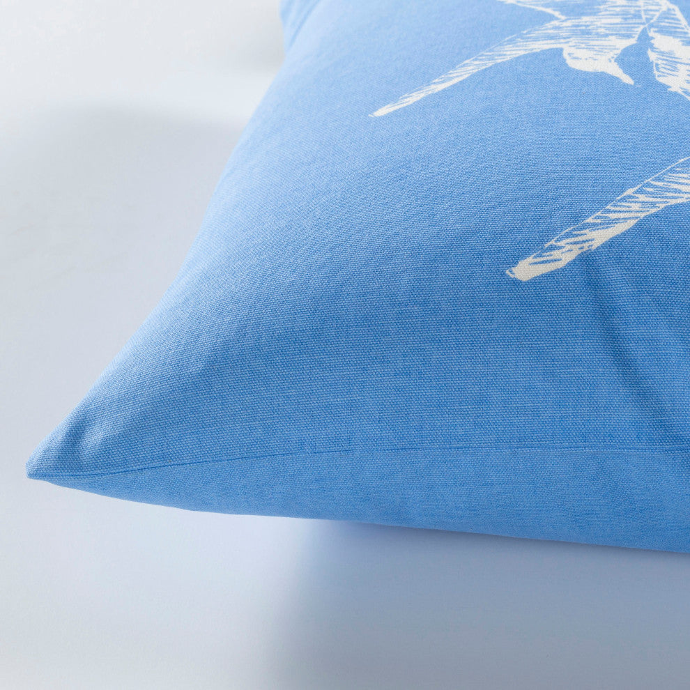 Surya Sea Life Sky Blue Pillow Shell With Down Insert 18"H X 18"W