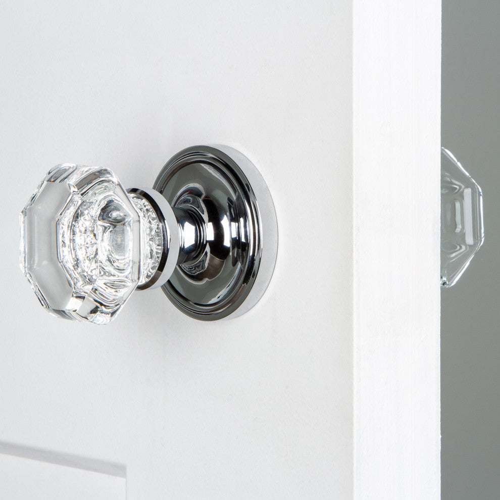 Single Classic Rosette With Waldorf Knob, Antique Pewter, Bright Chrome, Double
