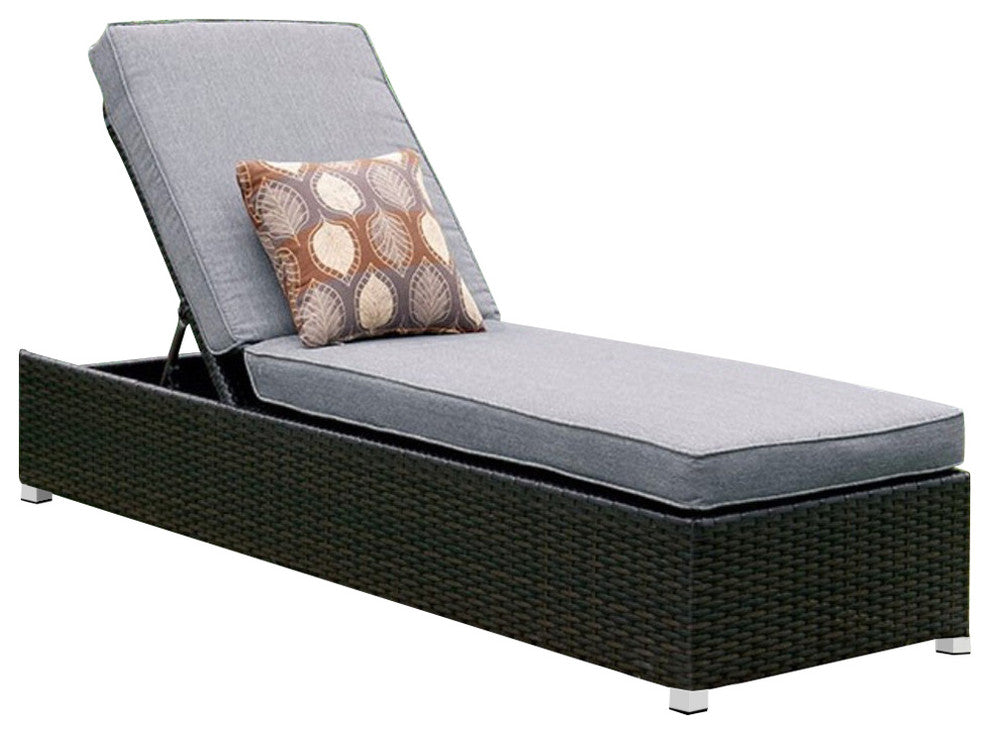 Patio Chaise With Pillow, Gray/Brown