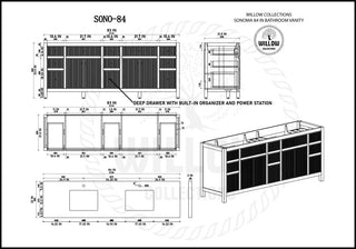 Sonoma Teak 84 Double Sink Vanity in Light  Natural with 2" Piatra Gray Quartz