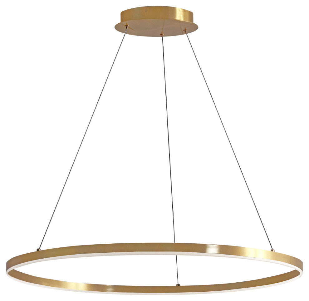 Aged Brass Modern Pendant With White Acrylic
