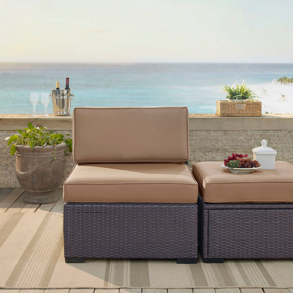 Biscayne Armless Chair With Mist Cushions, Cushions: Mocha