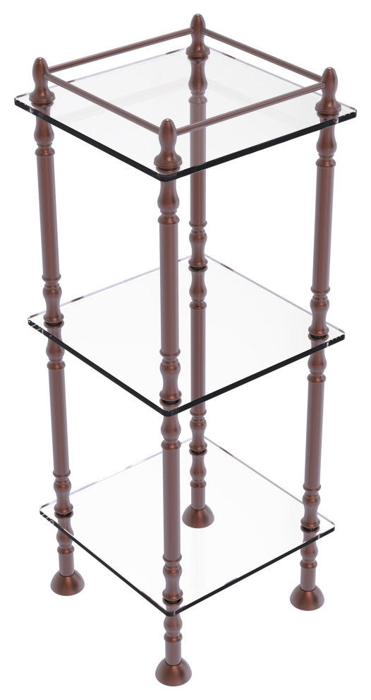 Three Tier Etagere with 14" x 14" Shelves, Antique Copper
