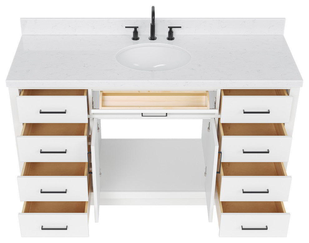 Ariel Hepburn 60"  Single Oval Sink Vanity, Carrara Quartz