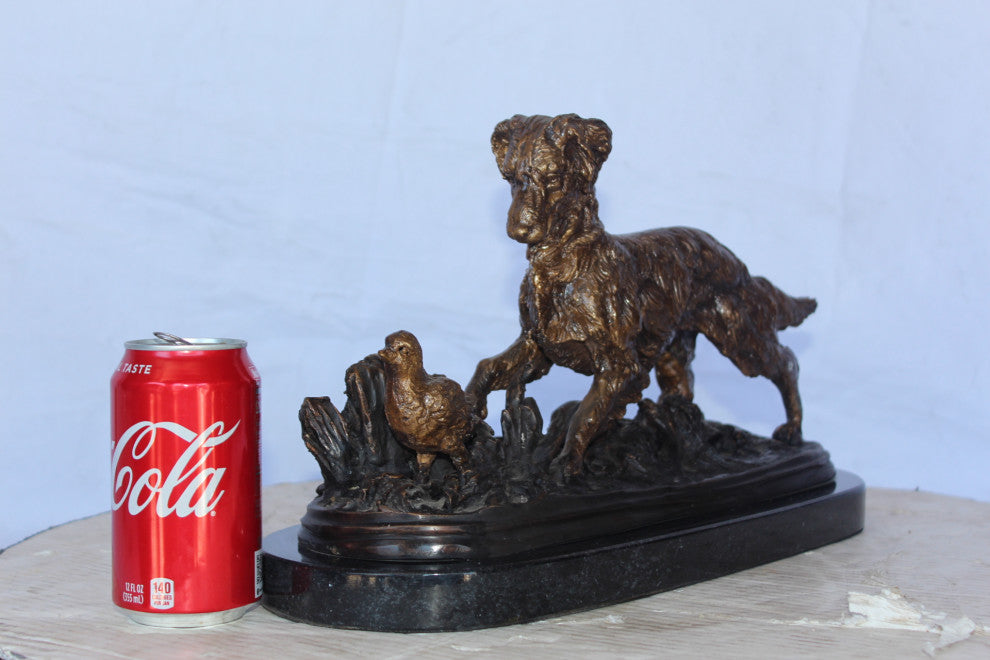 Golden retriever enjoying the outdoors bronze statue -  Size: 16"L x 7"W x 9"H