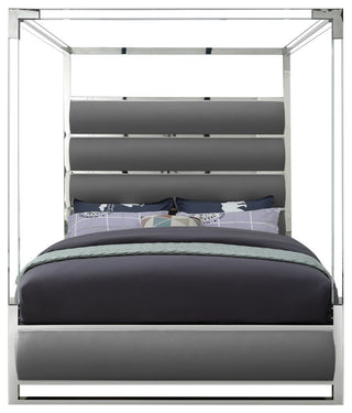 Encore Faux Leather Bed, Gray, Queen