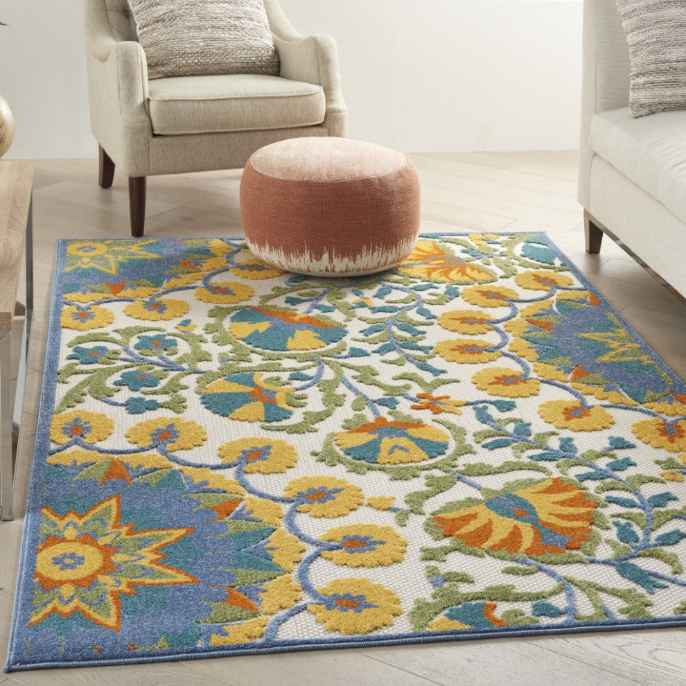 6 x 9' Multi Medallion Indoor Outdoor Area Rug