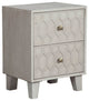 Benzara BM284279 Rue 26" 2 Drawer Nightstand Honeycomb Design, Light Gray