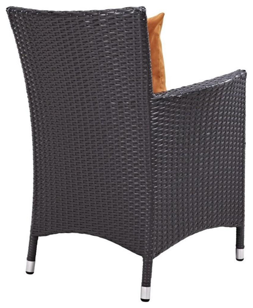 Modway Convene 4 Piece Outdoor Patio Dining Set, Espresso Orange