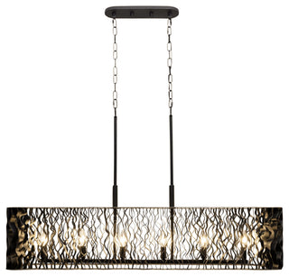 Estela 6-Lt Linear Pendant - Matte Black/French Gold