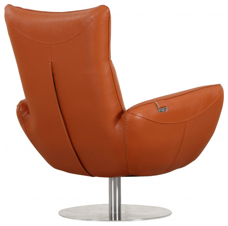 43" Orange Contemporary Leather Lounge Chair