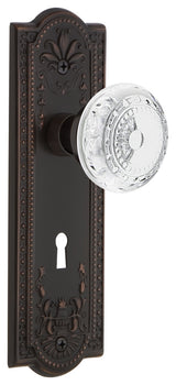 Meadows Plate Passage With Keyhole Crystal Meadows Knob, Timeless Bronze, 2.75"