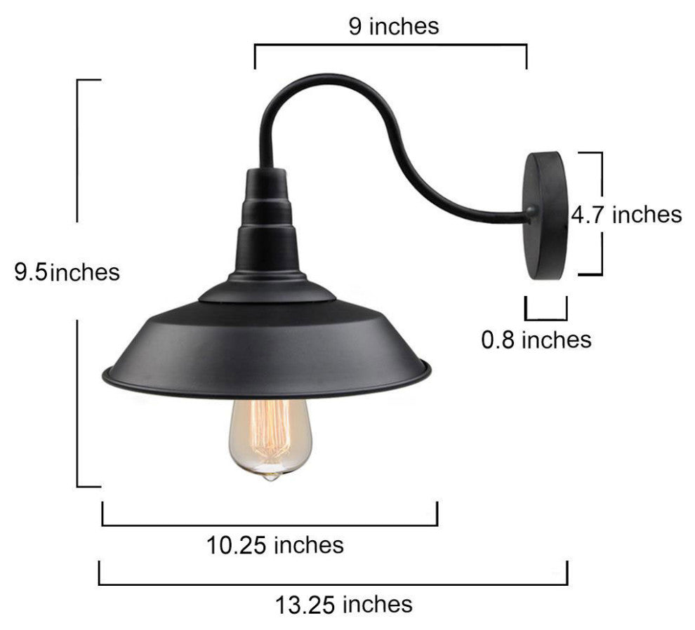 LNC 2-Pack Black Lamps Gooseneck Wall Sconces Barn Warehouse Industrial